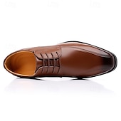 economico Formale-scarpe eleganti da uomo in similpelle marrone con design allacciato, eleganti calzature formali per ufficio, matrimoni ed eventi speciali