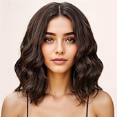 preiswerte Trendige synthetische Perücken-Perücke für Frauen, kurze, gewellte Bob-Perücken, synthetische, lockige Perücke mit Mittelteil, hitzebeständige Faser für den täglichen Gebrauch bei Partys und Cosplay