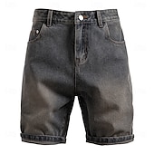 billige Herre Elite Shorts-Herre Jeans Dongerishorts Knapper Lomme Gradert Knelengde utendørs Feriereise Avslappet Ferie Årgang Blå Grå Mikroelastisk