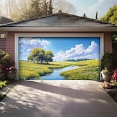 voordelige Garage en Deurbanners-Landschap Deur Decoraties Garage Deur Cover Lente Veld Buiten Banner Grote Achtergrond voor Feestdag Buiten Garage Deur Thuis Wanddecoraties