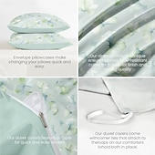 abordables 100% algodón-Funda de Edredón Floral Tamaño Completo Juego de Ropa de Cama Juego de Sábanas Funda de Colcha Suave Ligera con 2 Fundas de Almohada para Verano Primavera