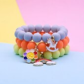 cheap Party Supplies-3pcs Cute Sun Flower, Rainbow Charm Beaded Unicorn Sun Flower Rainbow Bracelets Set