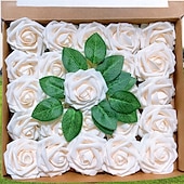 preiswerte Partybedarf-25 Stück, künstliche Rosen in Retro-Pink, Simulationsblumen in Retro-Pink, Arrangements mit Rosen, die sich echt anfühlen, Szenendekor, Raumdekor, Hochzeitsbedarf, Hochzeitsgeschenke,