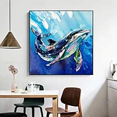 preiswerte Tiergemälde-abstraktes blaues Kunstwerk Tiergemälde handgemachtes Walgemälde auf Leinwand extra großes abstraktes Tiergemälde übergroßes strukturiertes Walgemälde Tierkunst große Leinwand Wandkunstgemälde