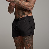 baratos calção de banho boxer masculino-Homens Calção Justo de Natação Shorts de Natação Bermuda de Surf Calças Com Cordão Com bolsos Natação Surfe Praia Esportes Aquáticos Cor Sólida Verão Primavera
