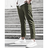 economico Chino-Per uomo Pantaloni Chino Pantaloni corti Pantaloni casual Bottoni Tasche Liscio Comfort Formale Feste Ufficio Di tendenza Classico Verde militare Nero Media elasticità