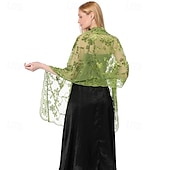cheap Wedding Guest Wraps-Ladiery Sequin Floral Shawls and Wraps for Evening Dresses,Women sparkly Sheer Mesh Wedding Shawls for Evening Party