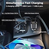 levne Nabíječky do auta-4v1 zasouvací nabíječka do auta starlight ve střeše auta 100w porty USB typu c super rychlá nabíječka do auta adaptér do auta pro iphone