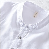 economico Casual da lavoro-Per uomo Camicia Camicia di lino Camicia popover Camicia casual Camicia di cotone Semplice Vacanza Streetwear Bianco Blu marino Azzurro cielo Verde Manica Corta Colletto alla coreana Estate