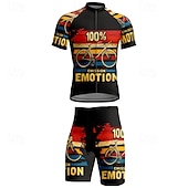 economico Set di abbigliamento da uomo-Per uomo Maglia da ciclismo con pantaloncini Manica Corta Mountain Bike MTB Ciclismo su strada Estate Primavera Autunno Nero Rosa Rosso A righe Lettere &amp; Numeri Bicicletta Cerniera Frontale
