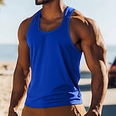 cheap Tank Tops-Men&#039;s Tank Top Vest Undershirt Sleeveless Shirt Sleeveless Crewneck Summer Solid Color Plain Fashion Classic Comfortable Street Casual Sports Black White Red Top Tee for Men