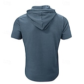 preiswerte Lässige T-Shirts für Herren-Herren T Shirt T-Shirt Kurzarmshirt Kurzarm Mit Kapuze Sommer Einfach Mode Designer Basic Knöpfe Urlaub Straße Ausgehen Wein Top T-Shirt für Herren