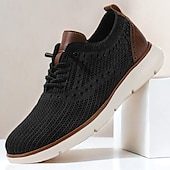 preiswerte Sneaker für Herren-Atmungsaktive Strick-Sneaker für Herren mit Kunstlederakzenten – stylische, leichte Sportschuhe für die Freizeit und den Komfort im Alltag