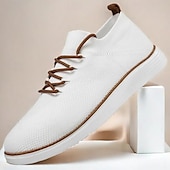 preiswerte Sneaker für Herren-marineblaue Strick-Sneaker für Herren mit Schnürung und gepolsterter Sohle für bequemes Tragen im Alltag