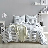 economico Set copripiumino-Set di copripiumni arte geometrica modello nero bianco Set di copripiumini Soffice Set di biancheria di lusso in poliestere 3 pezzi Idee regalo per la casa