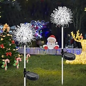 cheap Pathway Lights &amp; Lanterns-2pcs Outdoor Solar Dandelion Aluminum Ball Garden Light LED Landscape Light No Wiring Required for Courtyard Pathway Terrace Flower Bed Camping Holiday Party Decoration