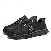 abordables Zapatos Informales con Cordones-Zapatos de senderismo para exteriores para hombre con parte superior de piel sintética duradera y suela resistente: zapatillas cómodas con cordones para uso diario y aventuras