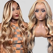 economico Parrucche lace front capelli veri-p4/613 parrucca con evidenziazione 13x4 parrucca frontale in pizzo parrucca con capelli umani ondulati 180% densità