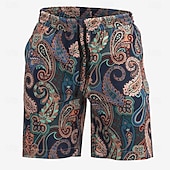 abordables Retro Vintage &amp; Ética-Hombre Floral Cachemir Boxers de Natación Pantalones de Natación Pantalones de Surf Media cintura Ropa de calle Hawaiano Casual Festivos vacaciones en la playa Bolsillo Correa Cintura elástica