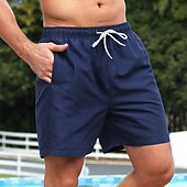 お買い得  男性用水泳パンツ-男性用 ボードショーツ スイムショーツ スイムトランク カラーブロック 平織り 速乾性 高通気性 ドローストリング 弾性ウエスト バケーション ビーチ ハワイアン カジュアル ダークレッド ネイビーブルー