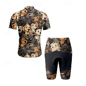 economico Set di abbigliamento da uomo-Per uomo Maglia con pantaloncini da ciclismo Manica corta Ciclismo da montagna Cicismo su strada Nero Giallo Rosso Con cagnolino Bicicletta Elastene Gli sport Con cagnolino Abbigliamento