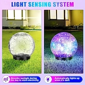 baratos Landscape Lights-2 Pcs 12CM-35Lets Outdoor Solar Cracked Glass Ball Ground Plug in Light Courtyard Garden Lawn Path Wedding Festival Atmosphere Decorative Light
