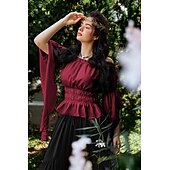 levne Topy-Retro Středověké Renesanční Halenka / košile Ren Faire Volánkový rukáv Viking Elfí Pod rameny Pevná barva Dámské Keltské Pirát Fantazie předvečer Všech svatých Karneval Dovolená Běžné / Denní LARP