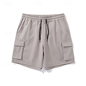baratos Clássico-Homens Bermuda Cargo Calção Shorts de verão Com Cordão Cintura elástica Bolso multi Tecido Conforto Vestível Comprimento do joelho Ao ar livre Esporte Diário Moda Casual Preto Rosa