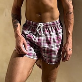 baratos shorts de natação masculinos-Homens Bermuda de Surf Shorts de Natação Calção Justo de Natação Calção Com Cordão Cintura elástica Listrado Conforto Secagem Rápida Curto Diário Feriado Piscina Moda Casual Amarelo Rosa