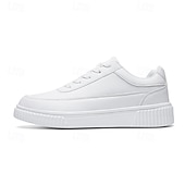 economico Casuale-sneakers da uomo in similpelle nera con suola ammortizzata, comodo design con lacci per un uso casual e quotidiano