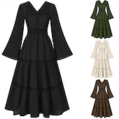 economico Vestito-Elegante Medievale Rinascimento Abito da cocktail Fiera del Ren Vichingo Elfico Tinta unica Per donna Celtico Costumi da pirata Fantasia Halloween Carnevale Mascherata Carnevale Halloween Mascherata