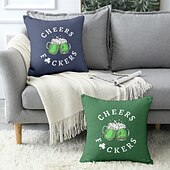 abordables Housse de coussin de vacances-Coussins décoratifs de la Saint-Patrick Housse 1PC Coussin doux carré Housse de coussin pour chambre salon canapé chaise Cheers bière irlandaise