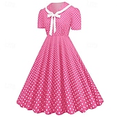 levne Šaty-Retro 50. léta Rockabilly Šaty Houpací šaty Maškarní kostým Dámské Karneval Plesová maškaráda Denní nošení loučení se svobodou nevěsty Dospělé Šaty Šaty pro návrat domů