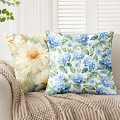 baratos estilo floral e plantas-Capa Decorativa de Almofadas Florais 1PC Capa de Almofada Quadrada Macia para Sofá do Quarto Sala de Estar