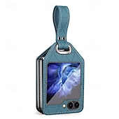 tanie Etui do telefonów Samsung-Etui na telefon do Samsung Galaxy Z Flip 6 Z Flip 5 Z Flip 4 Tylny pokrowiec Odporny na wstrząsy Retro PU skóra