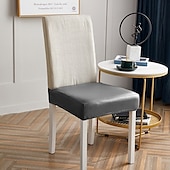 cheap Chair Cover-WaterProof PU Leather Dining Room Chair Cover Seat Covers Elastic Stool Covers Durable Dust-proof Cushion Cover for Home Hotel