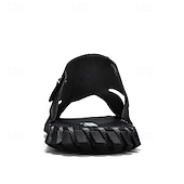 abordables Sandalias casuales-Sandalias casuales marrones para hombre con tira de cuero y elegantes detalles de costura: cómodas para usar a diario, en la playa y para salidas relajadas