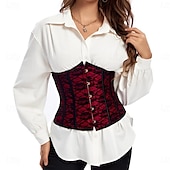 cheap Accessories and More-Retro Vintage Punk &amp; Gothic Corset Underbust Corset Bustier Lace up 14 Bones Floral Women&#039;s Fantasy Halloween Carnival Party Casual Daily LARP Adults&#039; Corset