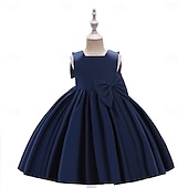 cheap Party Dresses-Kids Girls&#039; Party Dress Solid Color Sleeveless Special Occasion Princess Polyester Party Dress Summer Spring 3-10 Years Multicolor White Champagne