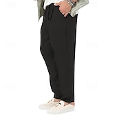 お買い得  クラシック-男性用 リネンパンツ ズボン サマーパンツ ビーチパンツ ポケット ドローストリング 弾性ウエスト 平織り 履き心地よい 高通気性 バケーション 日常 祝日 ハワイアン ボヘミアン ブラック ホワイト