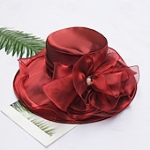 levne Party klobouky-Klobouky Organza Sluneční klobouk Formální Čajový dýchánek koktejl Elegantní Vinobraní Roztomilý S Květiny Přílba Pokrývky Hlavy