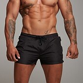 baratos calção de banho boxer masculino-Homens Calção Justo de Natação Shorts de Natação Bermuda de Surf Calças Com Cordão Com bolsos Natação Surfe Praia Esportes Aquáticos Cor Sólida Verão Primavera