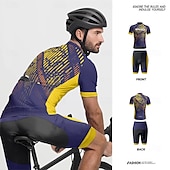 economico Set di abbigliamento da uomo-Per uomo Maglia con pantaloncini da ciclismo Manica corta Ciclismo da montagna Cicismo su strada Blu marino Bicicletta Elastene Gli sport Lettere &amp; Numeri Abbigliamento