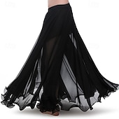 baratos Roupa de Prática-saia de dança do ventre de chiffon royal smeela para mulheres vestido longo tribal em cor sólida barisilk