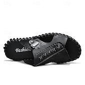 abordables Sandalias casuales-Sandalias casuales marrones para hombre con tira de cuero y elegantes detalles de costura: cómodas para usar a diario, en la playa y para salidas relajadas