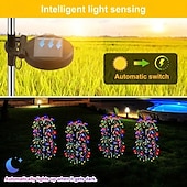 tanie Światła gruntowe-1/2szt. lampki solarne naziemne w kształcie petard – zewnętrzne, wodoodporne lampy ogrodowe, 200/400 diod LED, fajerwerki w kształcie wróżek do dekoracji willi, podwórka, trawnika i chodnika