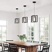 economico Luci a sospensione-lampada a sospensione piccola da fattoria 1 testa apparecchio a 4 teste lampada a sospensione per isola cucina con cavo finitura nera struttura in legno lampadario per corridoio ingresso armadio