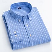 economico Camicie Button Down da uomo-Per uomo Camicia Camicie Camicia con bottoni Banda Matrimonio Feste Blu chiaro Blu reale Blu Marrone Manica lunga Bavero Primavera Autunno Abbigliamento
