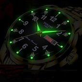 baratos Relógios Quartz-Relógio digital masculino de negócios, mostrador redondo com strass, à prova d&#039;água, luminoso, com pulseira de liga, multifuncional, fashion, relógio de quartzo para homens, presentes de lazer e