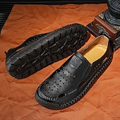 cheap Casual Sandals-Men&#039;s Brown Leather Slip-On Sandals with Perforated Detailing and Stretch Panels – Comfortable and Stylish for Casual Wear, Outdoor and Summer Activities